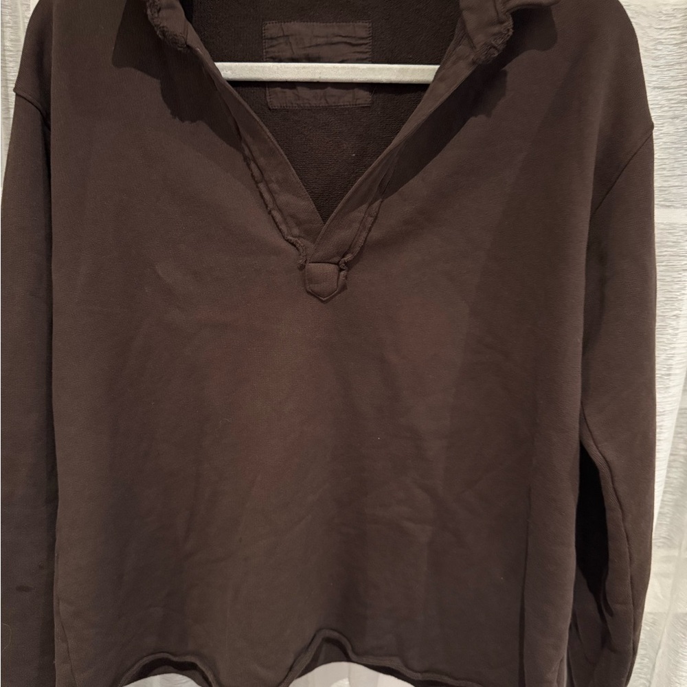 Frank & Eileen - Patrick in Popover Henley in Irish Chocolate - Picture 6 of 9